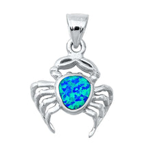 Load image into Gallery viewer, Sterling Silver Blue Lab Opal Crab Pendant, Height 15mm