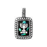 Sterling Silver Blue Lab Opal Menorah Pendant