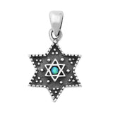 Sterling Silver Blue Lab Opal Jewish Star Pendant