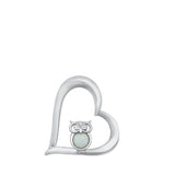 Sterling Silver Heart & Owl White Lab Opal Pendant