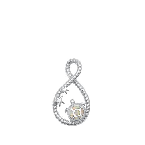 Sterling Silver Sea Turtle White Lab Opal Pendant