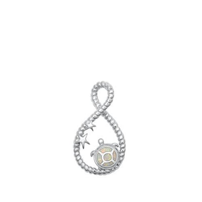 Sterling Silver Sea Turtle White Lab Opal Pendant