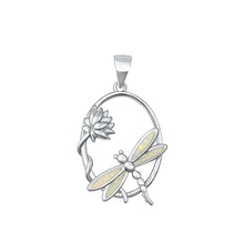 Load image into Gallery viewer, Sterling Silver Rhodium Plated Dragonfly White Lab Opal Pendant