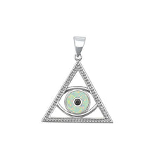 Load image into Gallery viewer, Sterling Silver Rhodium Plated Eye of Providence White Lab Opal Pendant