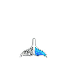 Load image into Gallery viewer, Sterling Silver Rhodium Plated Whale Tail Blue Lab Opal Pendant