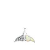 Sterling Silver Rhodium Plated Whale Tail White Lab Opal Pendant