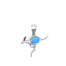 Load image into Gallery viewer, Sterling Silver Rhodium Plated Kangaroo Blue Lab Opal Pendant
