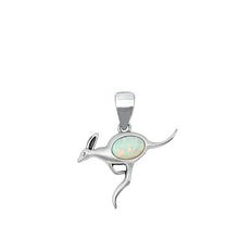 Load image into Gallery viewer, Sterling Silver Rhodium Plated Kangaroo White Lab Opal Pendant