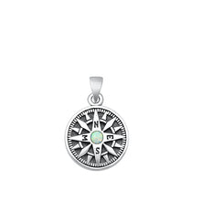 Load image into Gallery viewer, Sterling Silver Oxidized Compass White Lab Opal Pendant