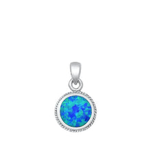 Load image into Gallery viewer, Sterling Silver Oxidized Blue Lab Opal Pendant-10.5mm