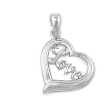Load image into Gallery viewer, Sterling Silver Elegant Side Heart Pendant with The Word  LOVE  InsideAnd Pendant Height 16MM