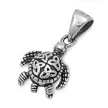 Load image into Gallery viewer, Sterling Silver Vintage Style Turtle with Celtic Knot PendantAnd Pendant Height of 15MM