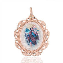 Load image into Gallery viewer, Sterling Silver Rose Gold Plated St. Joseph Shape PendantAndHeight 27mm