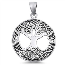 Load image into Gallery viewer, Sterling Silver Stylish Round Plate with Tree of Life Design PendantAnd Pendant Height of 31MM