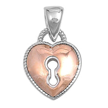Load image into Gallery viewer, Rose Gold Plated Sterling Silver Heart Lock Pendant with Pendant Height of 16MM