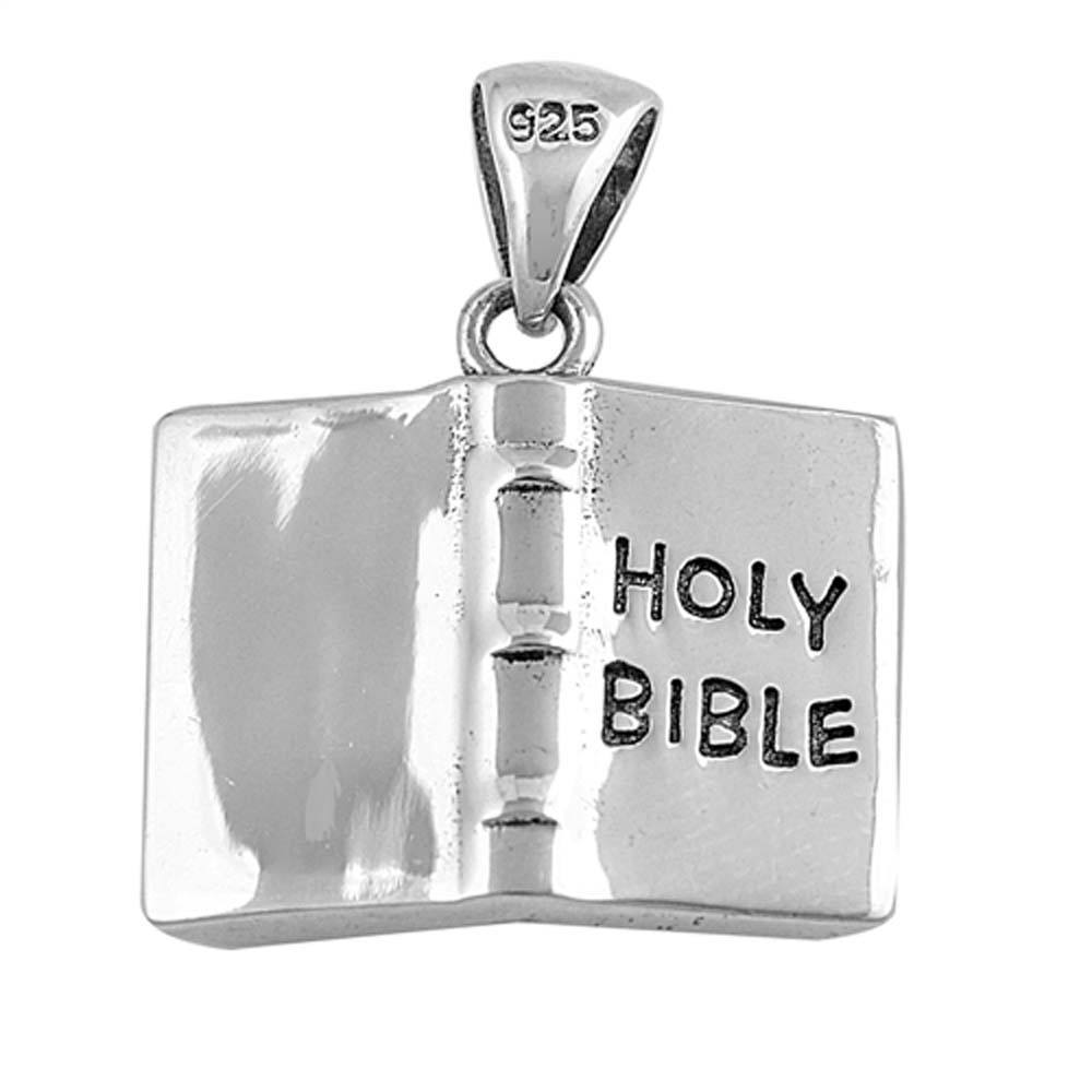 Sterling Silver Holy Bible Shape PendantAndHeight 13mm