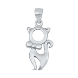 Sterling Silver Cat Plain Pendant