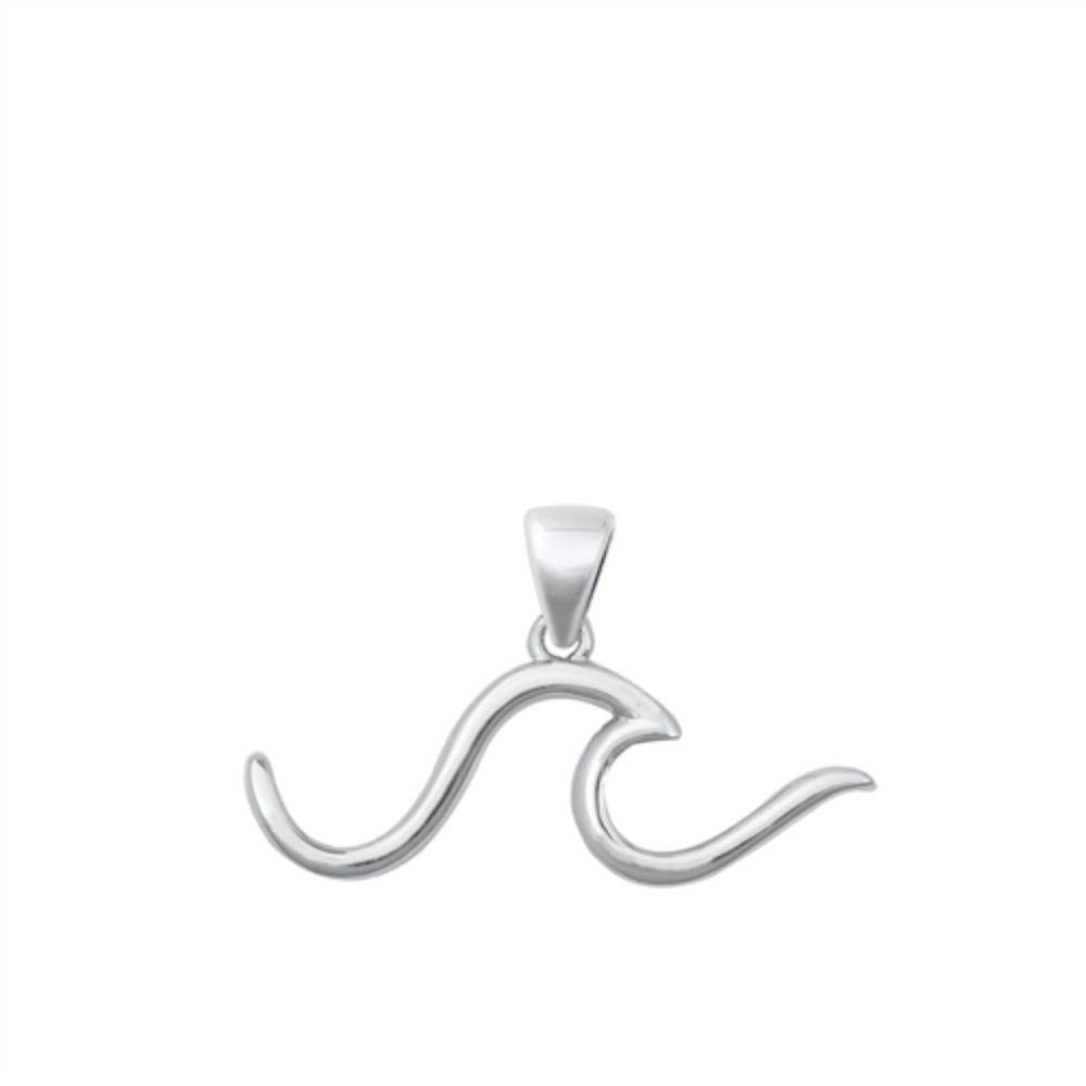 Sterling Silver Oxidized Wave Pendant - silverdepot