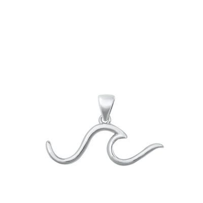 Sterling Silver Oxidized Wave Pendant - silverdepot