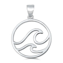 Load image into Gallery viewer, Sterling Silver Rhodium Plated Waves Plain Pendant