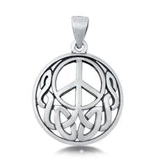 Sterling Silver Celtic Peace Sign Plain Pendant