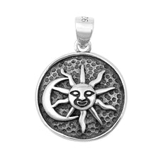 Load image into Gallery viewer, Sterling Silver Sun &amp; Moon Plain Pendant