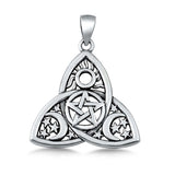 Sterling Silver Oxidized Triquetra Pentagram Plain Pendant