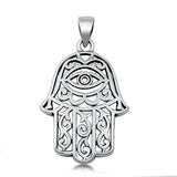 Sterling Silver Oxidized Hamsa Plain Pendant