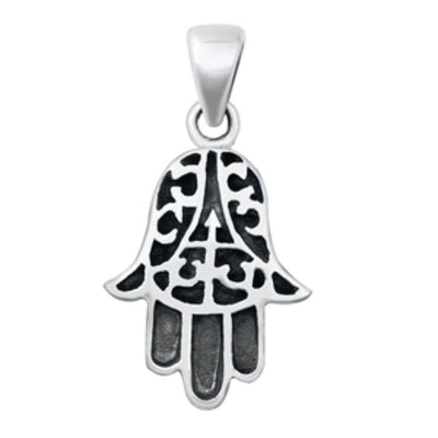 Sterling Silver Hamsa Plain Pendant - silverdepot