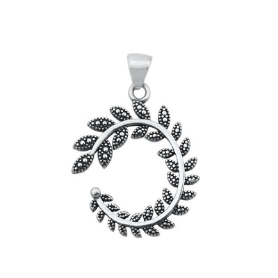 Sterling Silver Oxidized Bali Fern Pendant - silverdepot