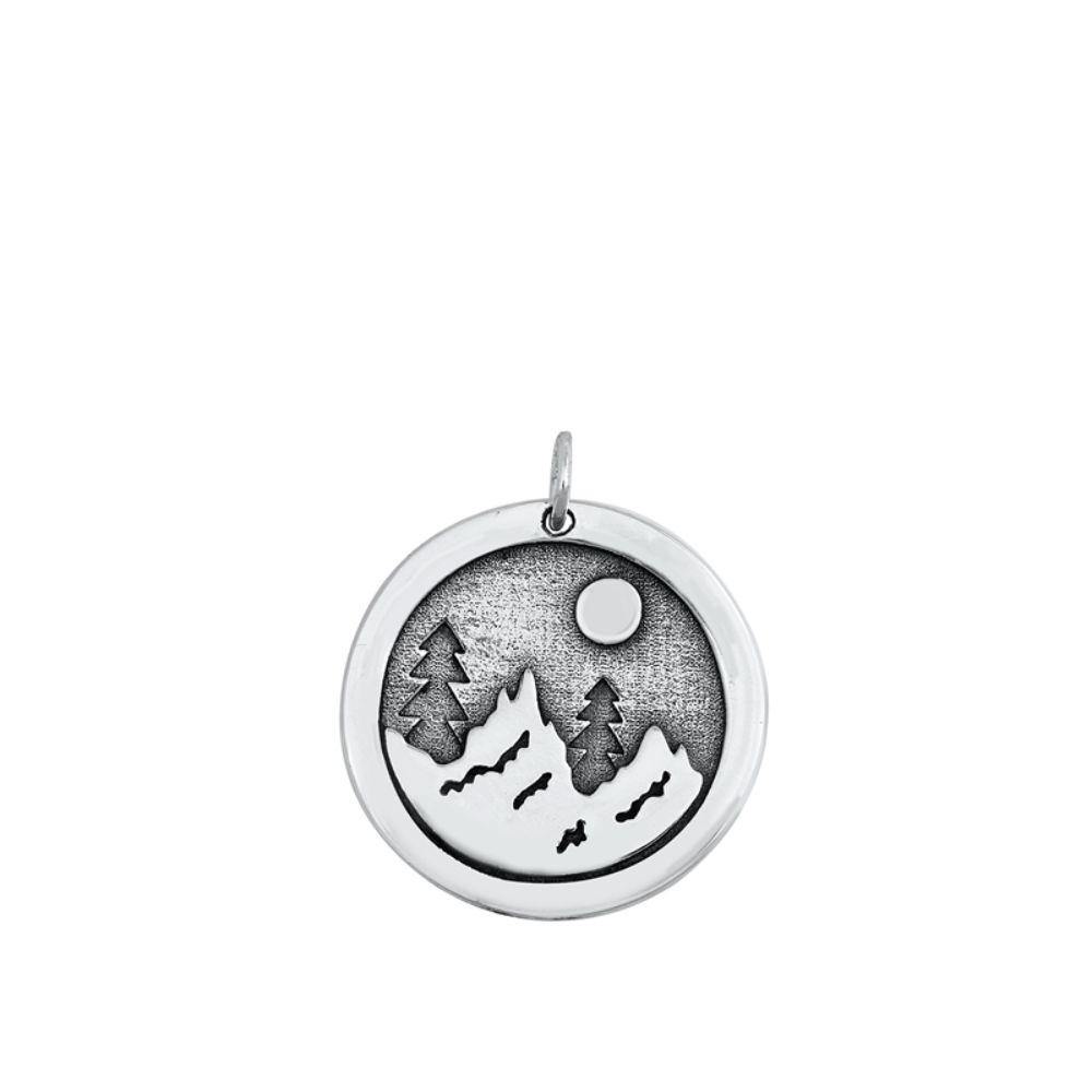 Sterling Silver Oxidized Moonlight Forest Pendant - silverdepot