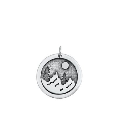 Sterling Silver Oxidized Moonlight Forest Pendant - silverdepot