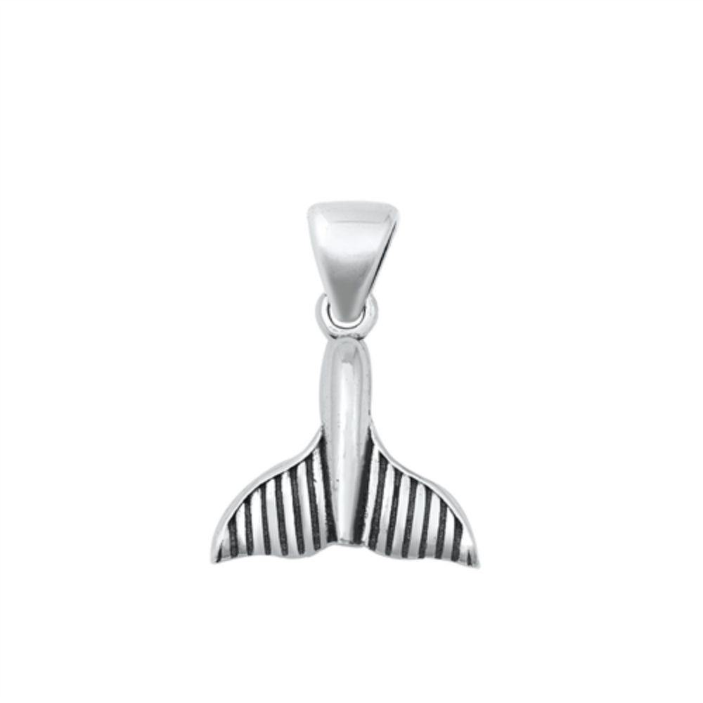 Sterling Silver Oxidized Whale Tail Pendant - silverdepot