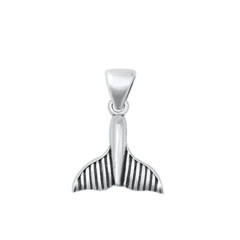 Sterling Silver Oxidized Whale Tail Pendant