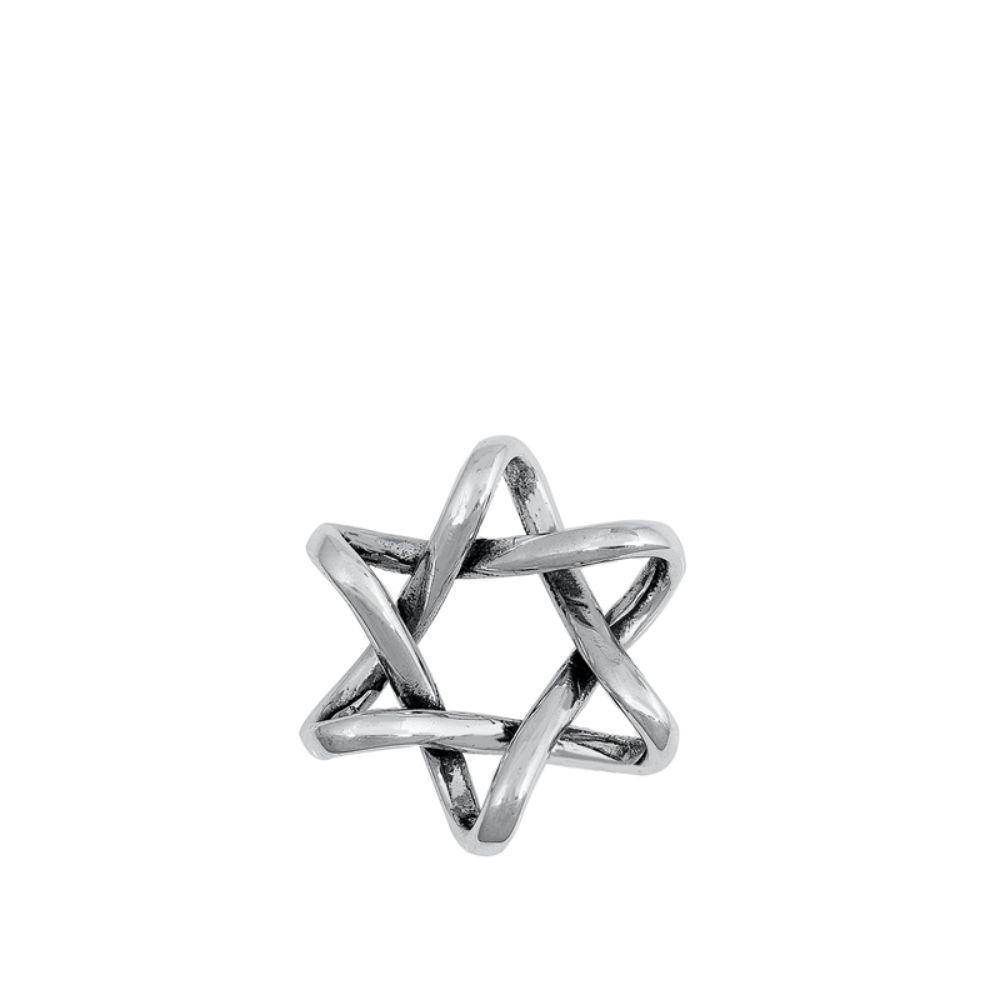 Sterling Silver Oxidized Star Pendant - silverdepot