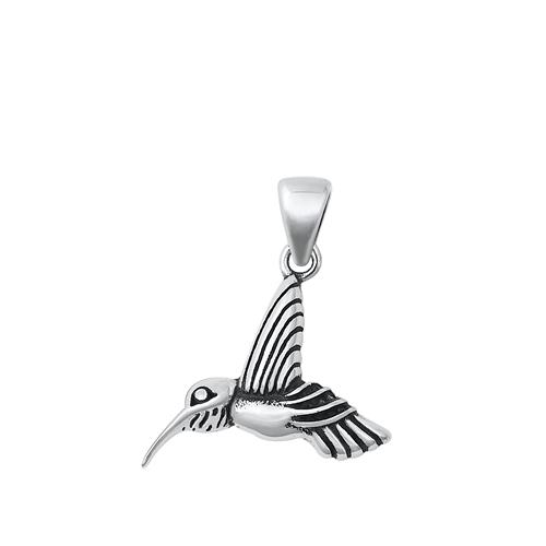 Sterling Silver Oxidized Hummingbird Pendant