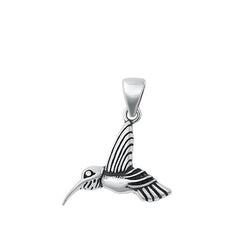 Sterling Silver Oxidized Hummingbird Pendant