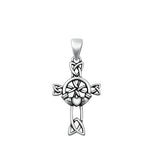 Sterling Silver Oxidized Claddagh Cross Pendant