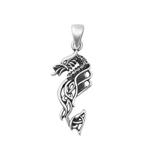 Sterling Silver Oxidized Dragon Pendant