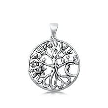 Load image into Gallery viewer, Sterling Silver Oxidized Sun, Moon, Tree Pendant