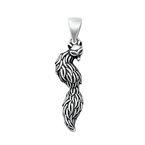 Sterling Silver Oxidized Fox Pendant