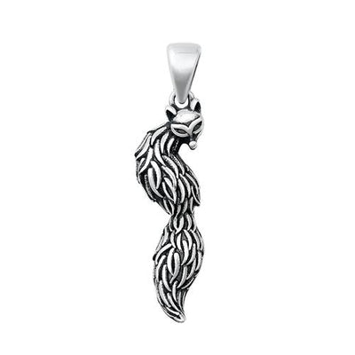 Sterling Silver Oxidized Fox Pendant