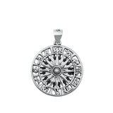 Sterling Silver Oxidized Zodiac Chart Pendant