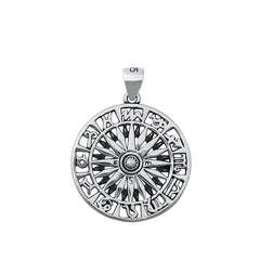Sterling Silver Oxidized Zodiac Chart Pendant
