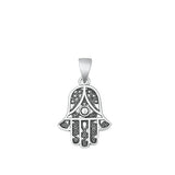 Sterling Silver Oxidized Hamsa Pendant