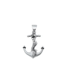 Load image into Gallery viewer, Sterling Silver Oxidized Mermaid and Anchor Pendant