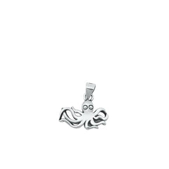 Sterling Silver Oxidized Octopus Pendant-8.9mm