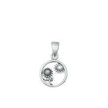 Load image into Gallery viewer, Sterling Silver Oxidized Flower and Sun Pendant