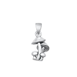 Sterling Silver Oxidized Mushrooms Pendant-15mm