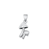 Sterling Silver Oxidized Mushrooms Pendant-17.5mm